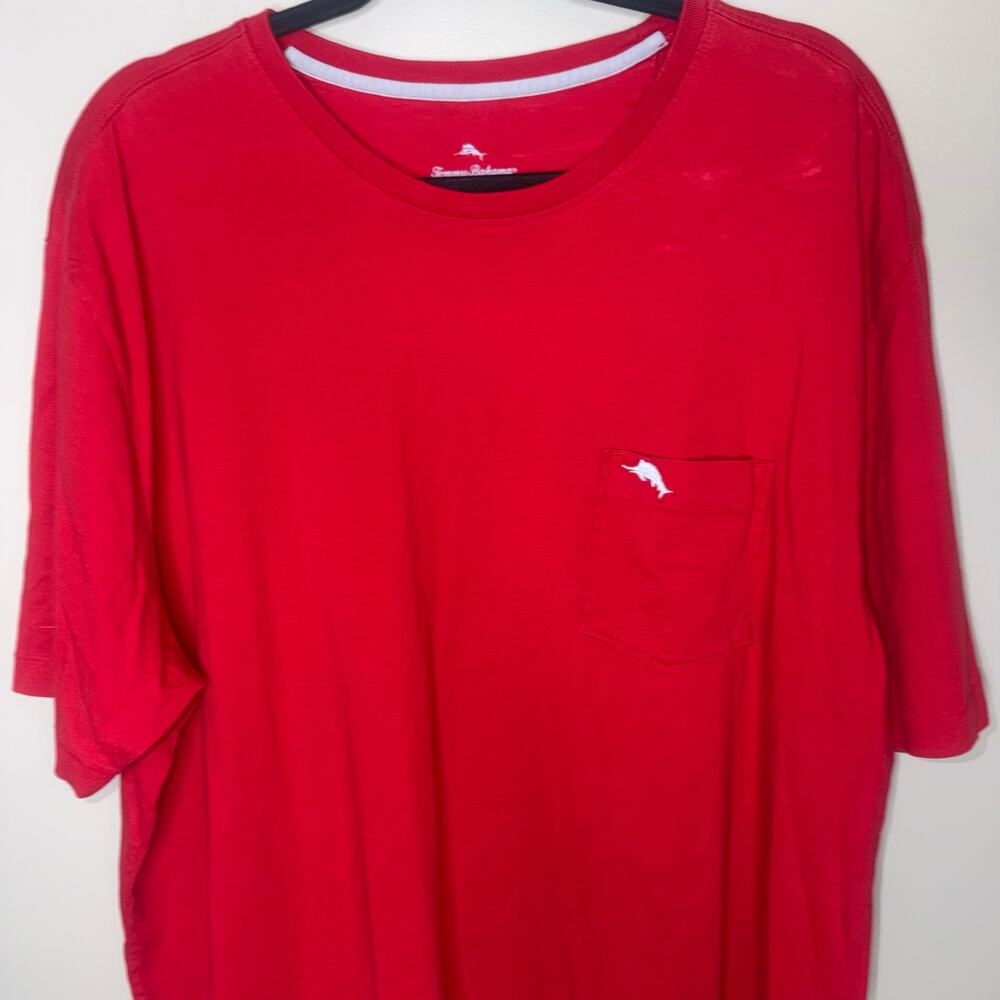 Tommy Bahama Pocket T-Shirt Mens Size XXL Red Short Sleeve Casual Shirt